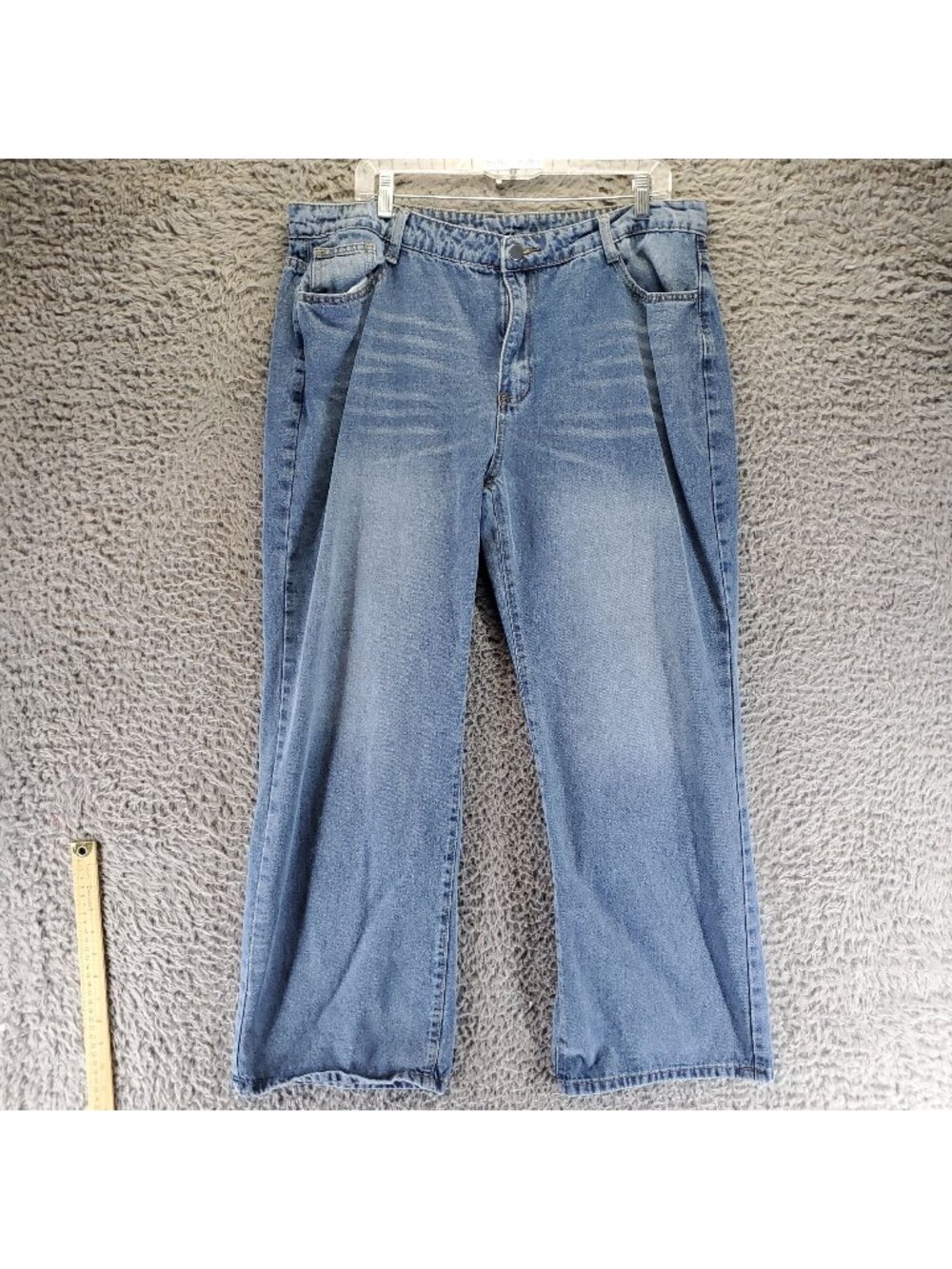 Jeans Womens XXL Blue Relaxed Fit Viscose Blend Pleated Straight Leg *Read*